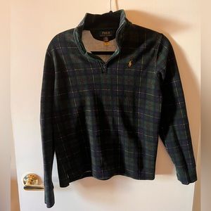 Boys Plaid Ralph Lauren Quarter Zip Sweater